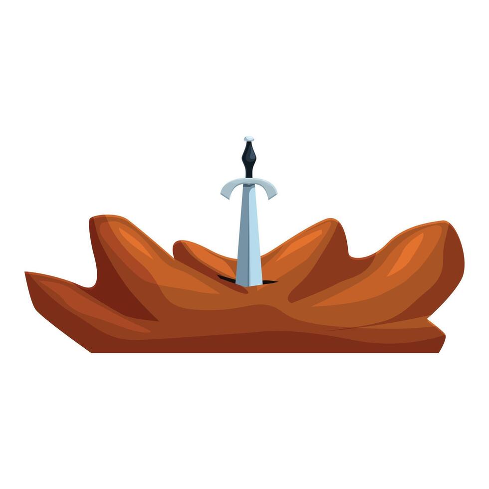 Silver sword in the stone emerging from ground vector