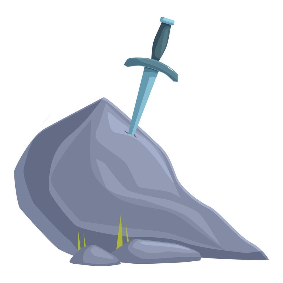 Legendary sword stuck in stone waiting to be pulled by chosen one vector
