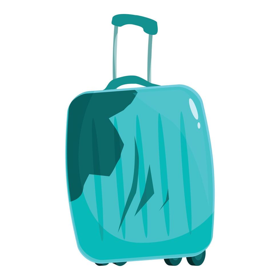 Broken cyan suitcase showing travel trouble and airport mishaps vector