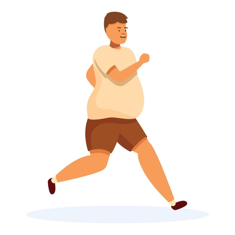 Overweight man running and starting a healthy lifestyle for weight loss vector