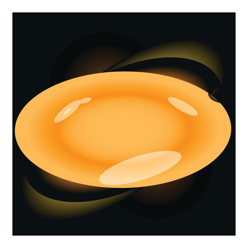 Orange oval shape glowing on dark background with light effects vector