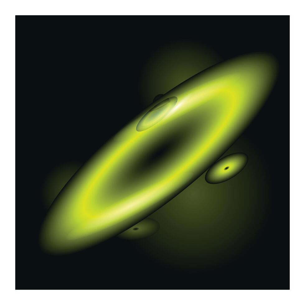 Bright green elliptical shape glowing on dark background with reflection vector