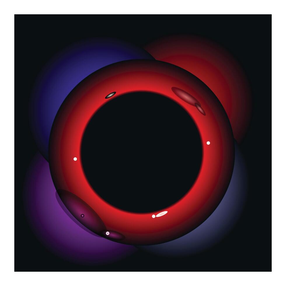 Red sphere with black hole floating in colorful space vector