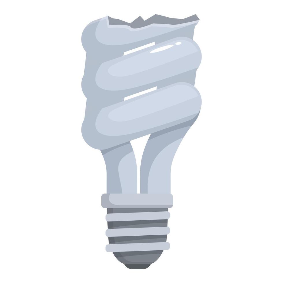 Broken fluorescent light bulb showing energy waste and potential hazard vector