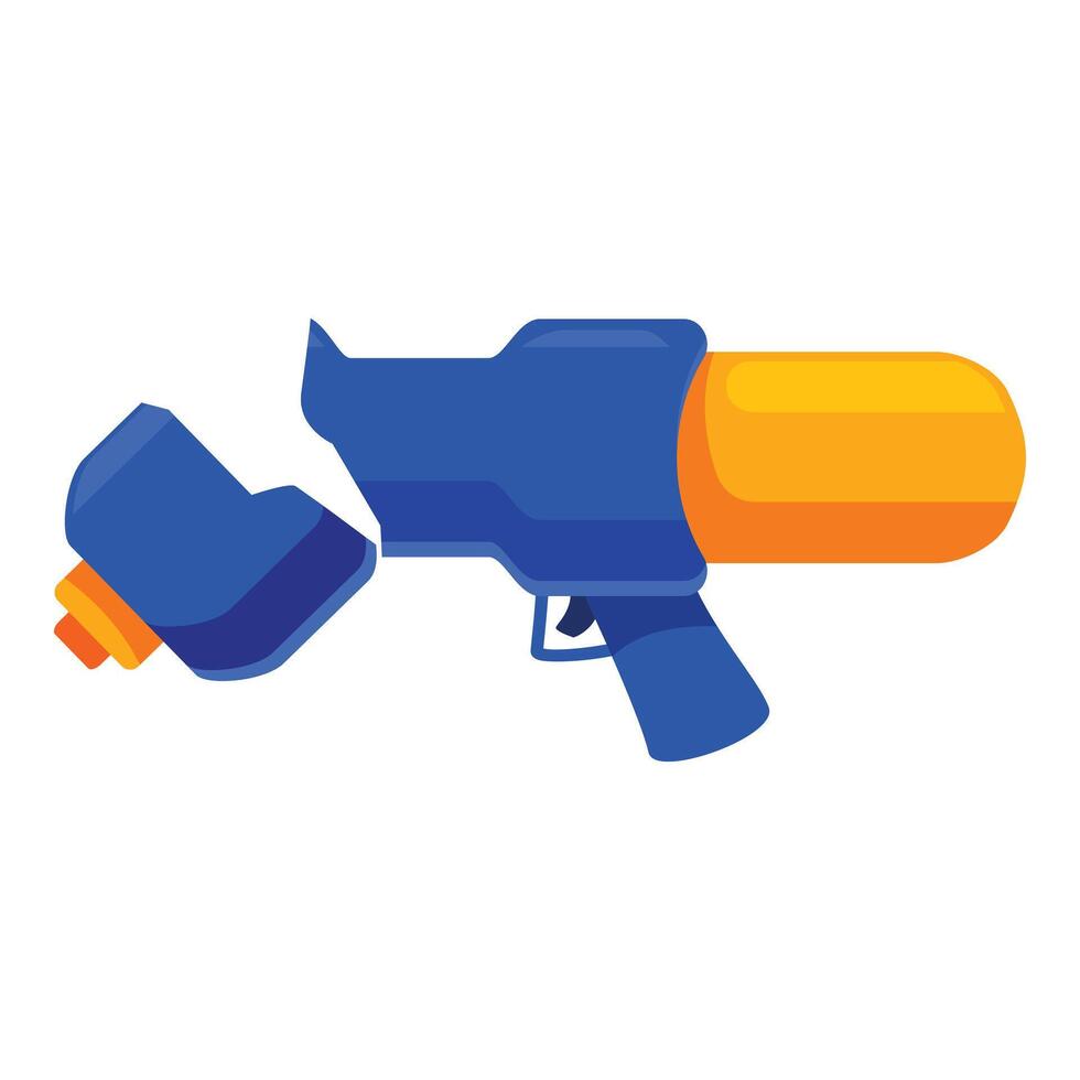 Blue and yellow water gun with detachable water tank is ready for summer fun vector