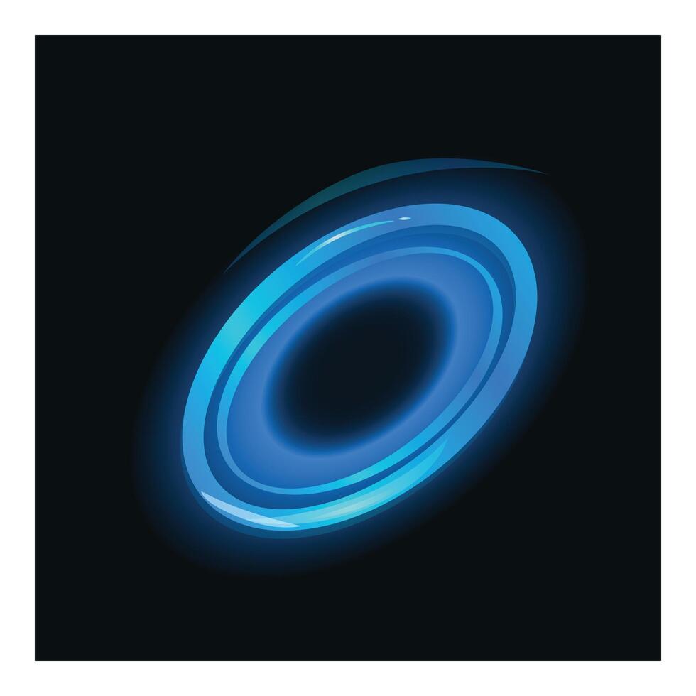 Bright blue oval strokes creating a futuristic portal on black background vector