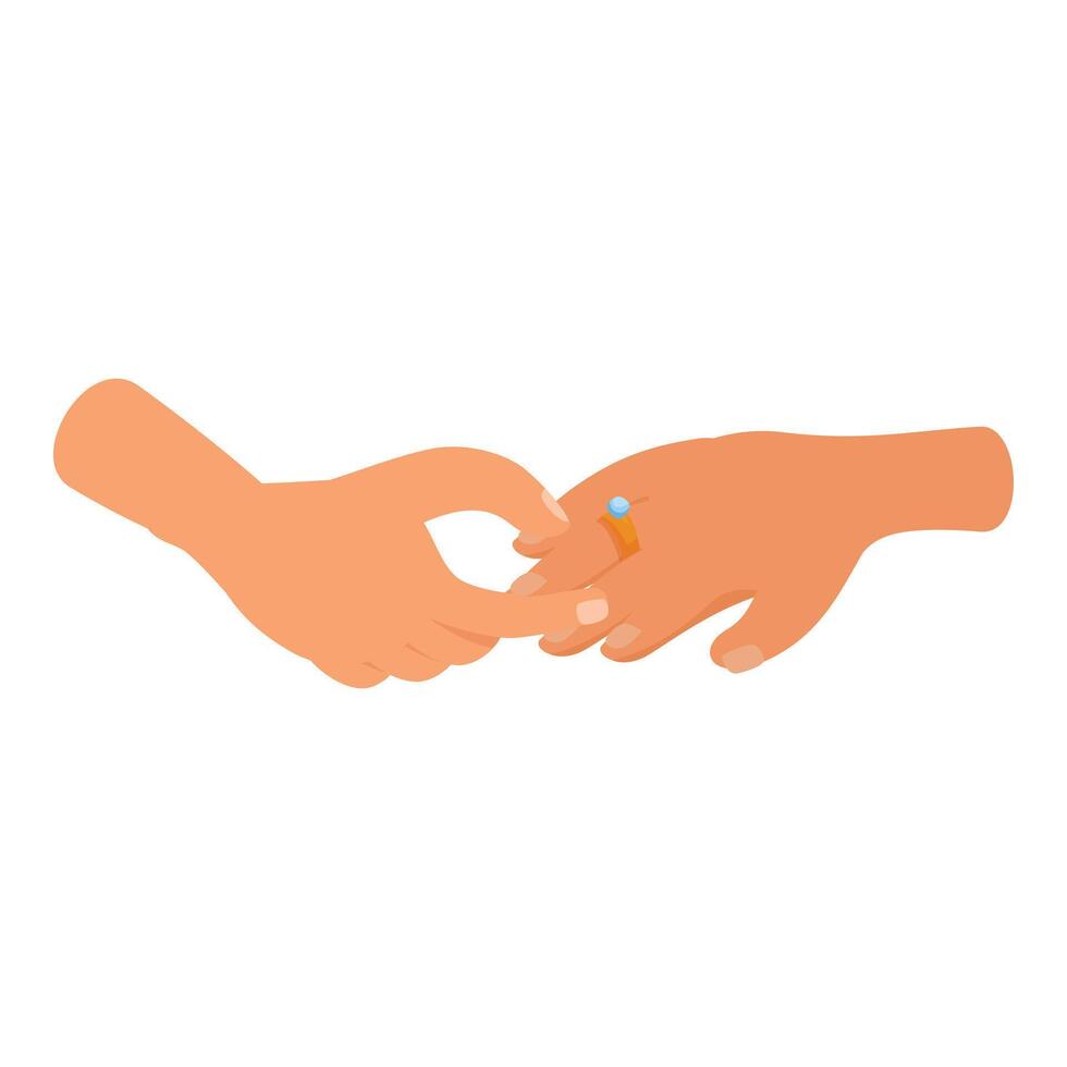 Close up of couple's hands showing engagement ring, symbolizing love and commitment vector