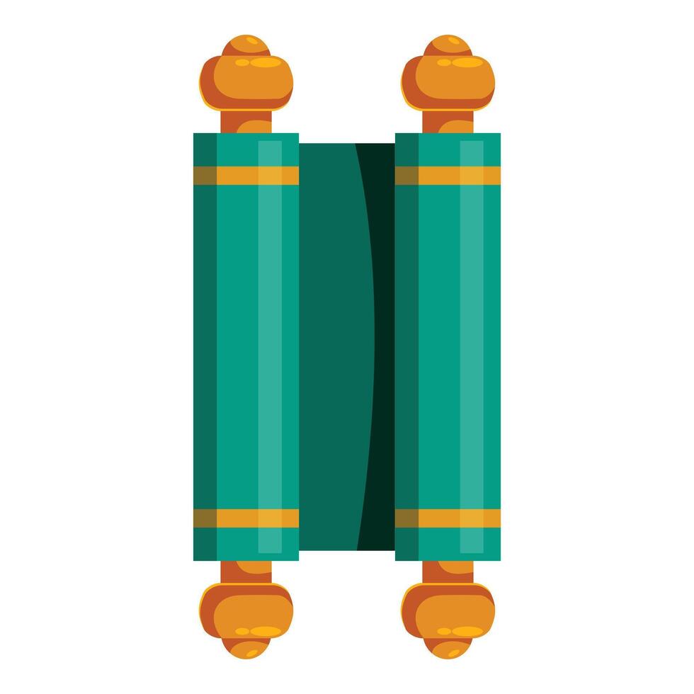Green torah scroll with gold handles representing jewish history and tradition vector