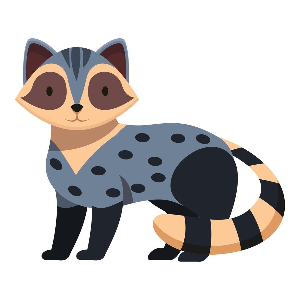 Cute raccoon standing and showing its beautiful fur and tail vector