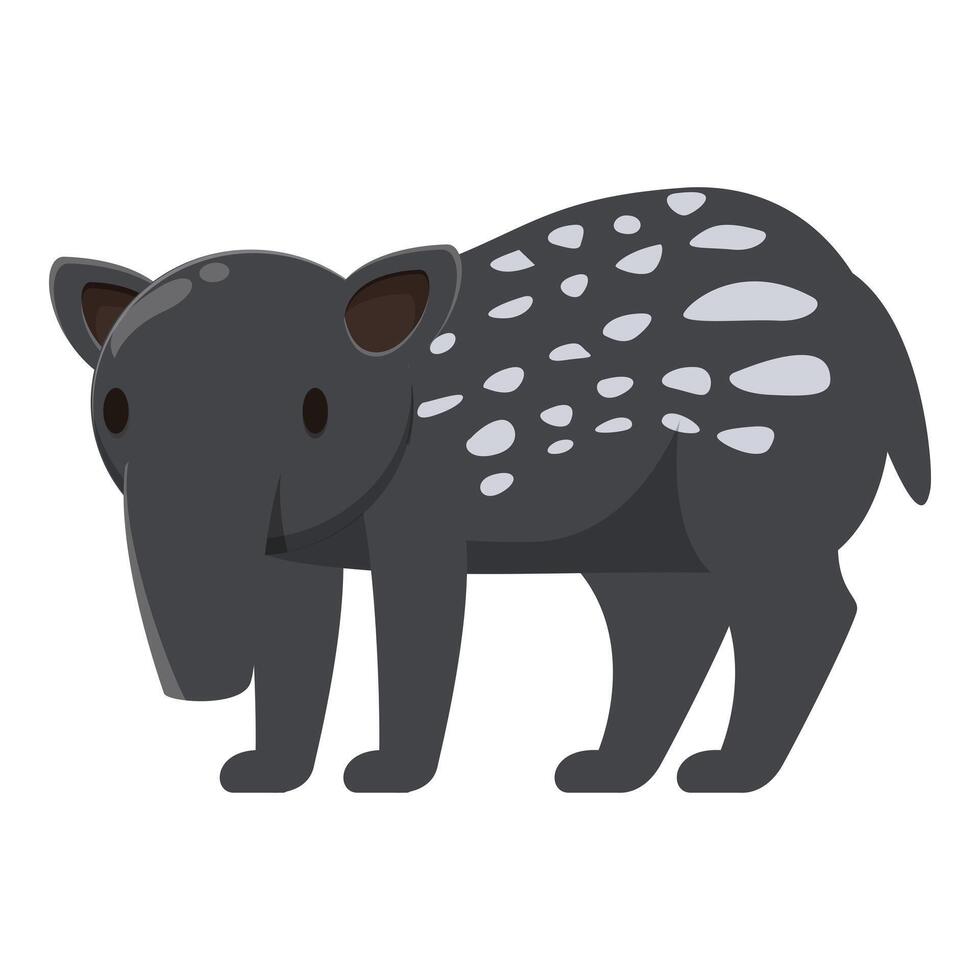Brazilian tapir standing and looking forward, a cartoon illustration of south american fauna vector