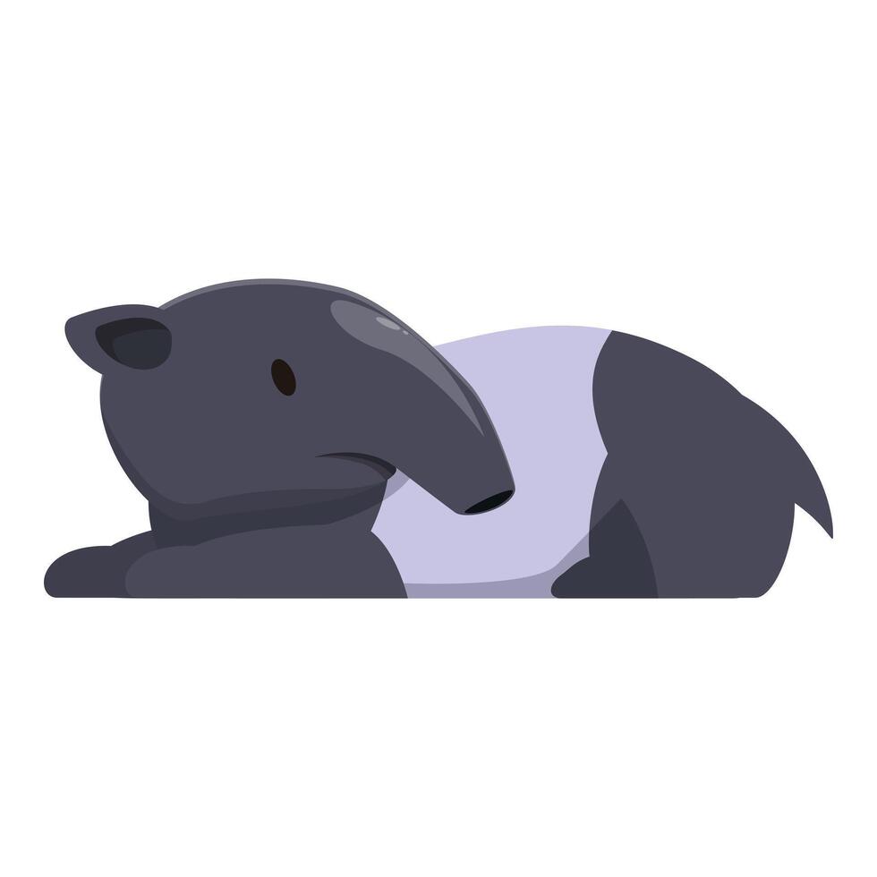 Cute malayan tapir lying down, resting and enjoying the moment vector
