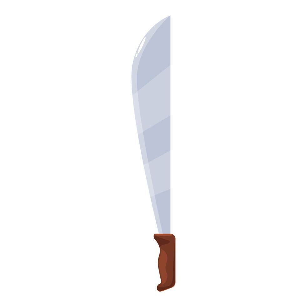 Large sharp machete with wooden handle pointing downwards vector