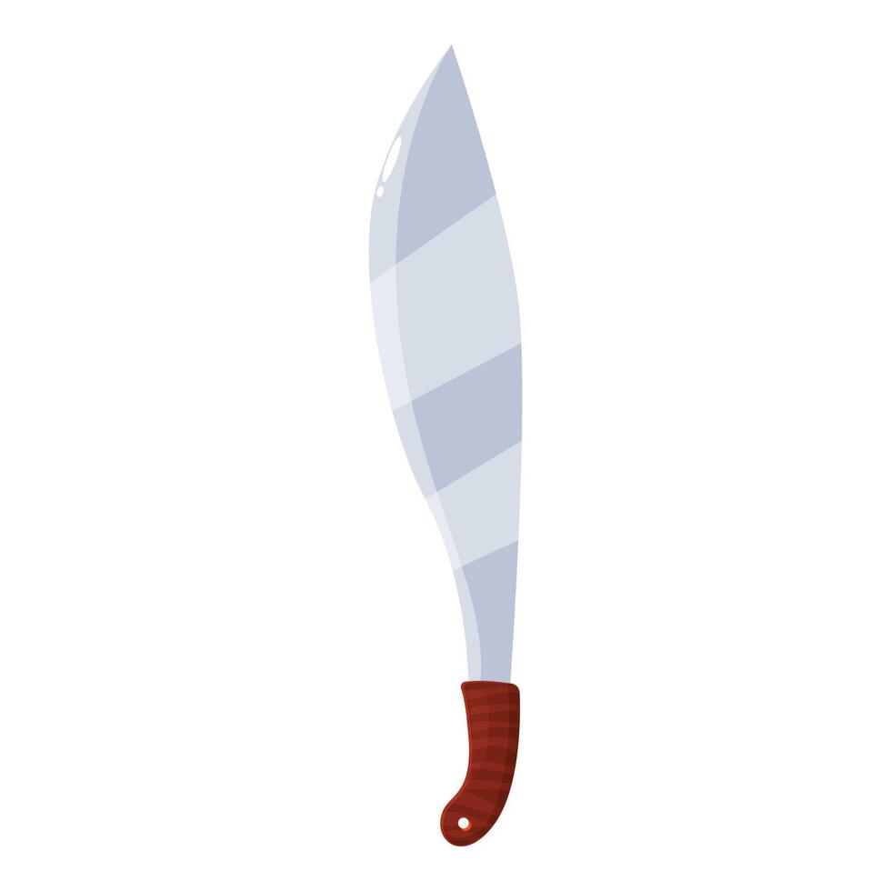 Large machete knife with wooden handle pointing downwards, ready for cutting vector