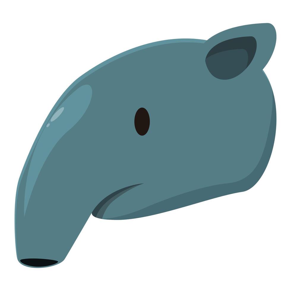 Cartoon tapir head showing its trunk and ear vector