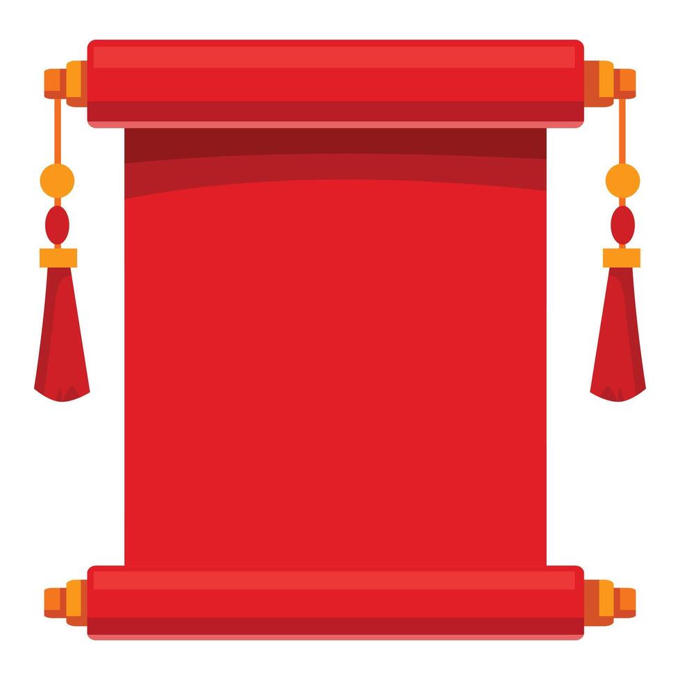 Red chinese scroll hanging with tassels representing traditional culture vector