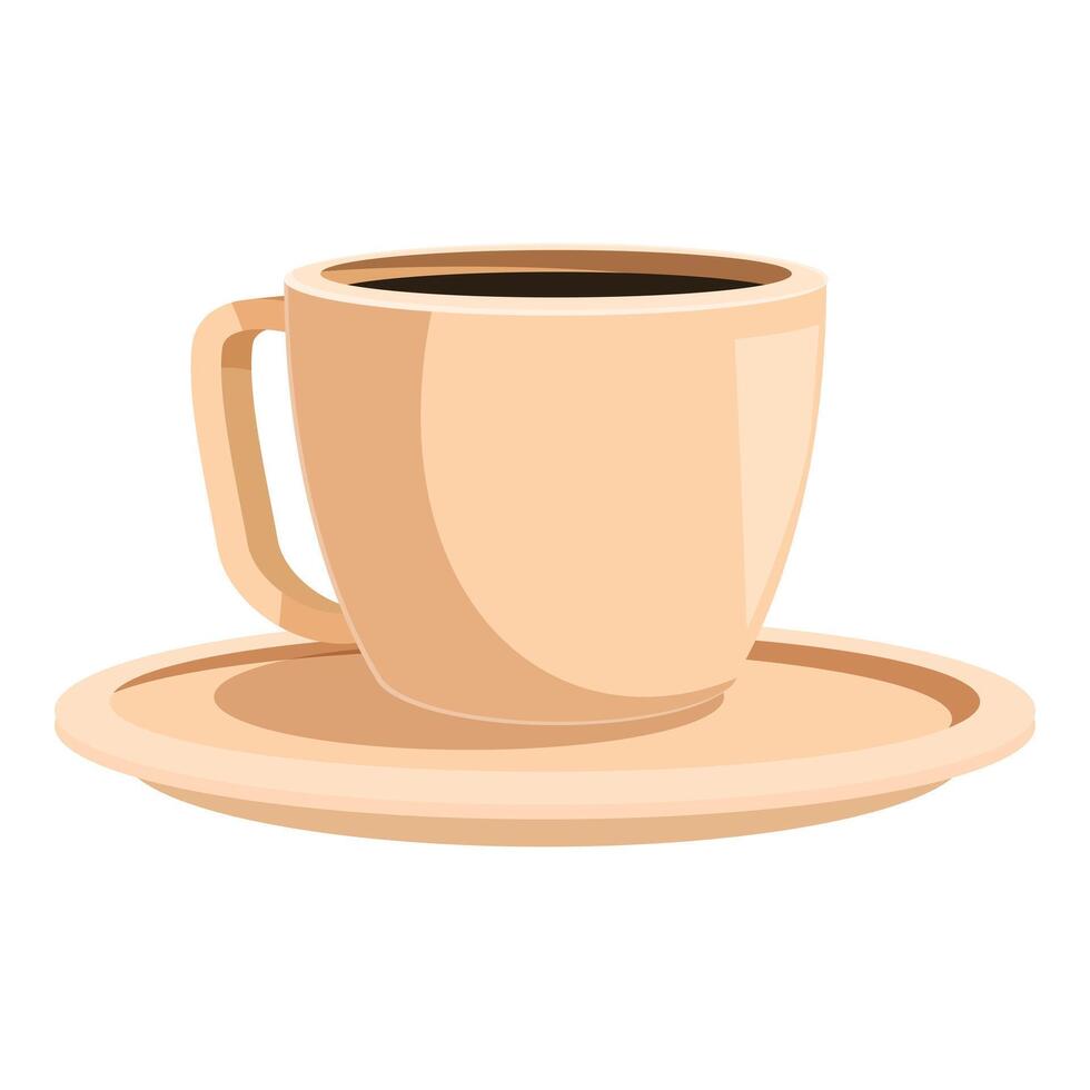 Beige coffee cup filled with dark coffee sitting on matching saucer vector