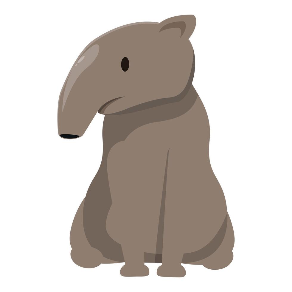 Cute tapir sitting and looking, cartoon character illustration vector