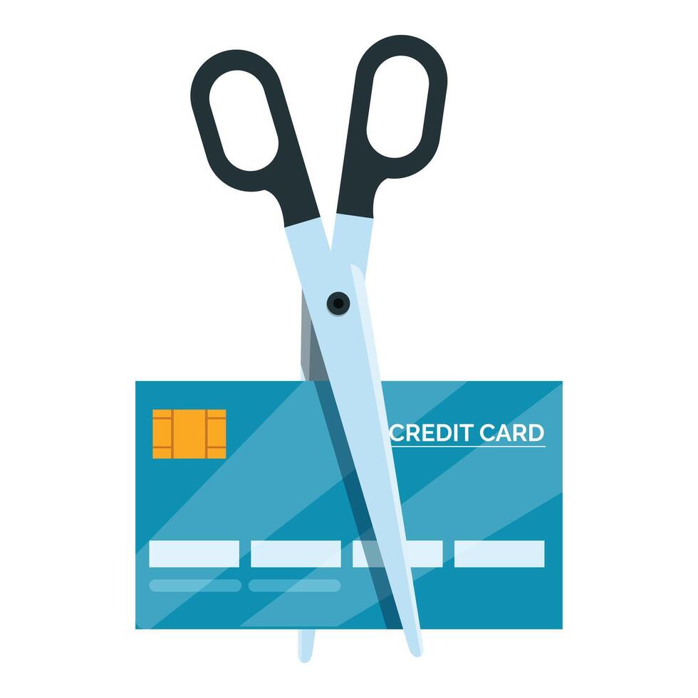 Scissors cutting credit card symbolizing debt cancellation and financial freedom vector