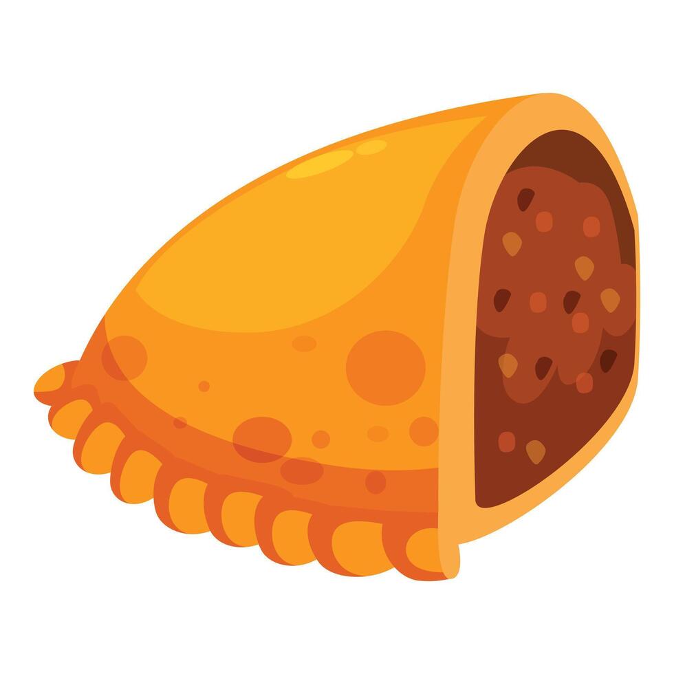Delicious empanada showing filling on white background vector