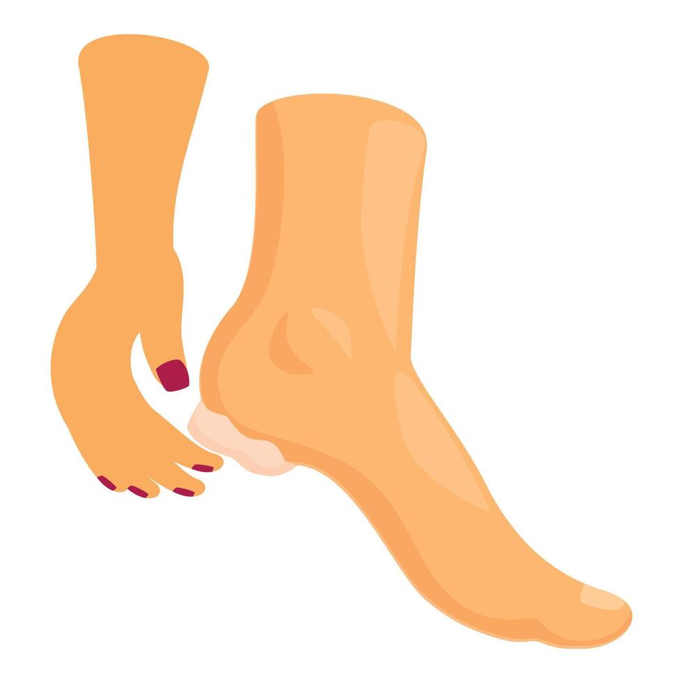 Woman applying ointment on heel for dry skin treatment vector