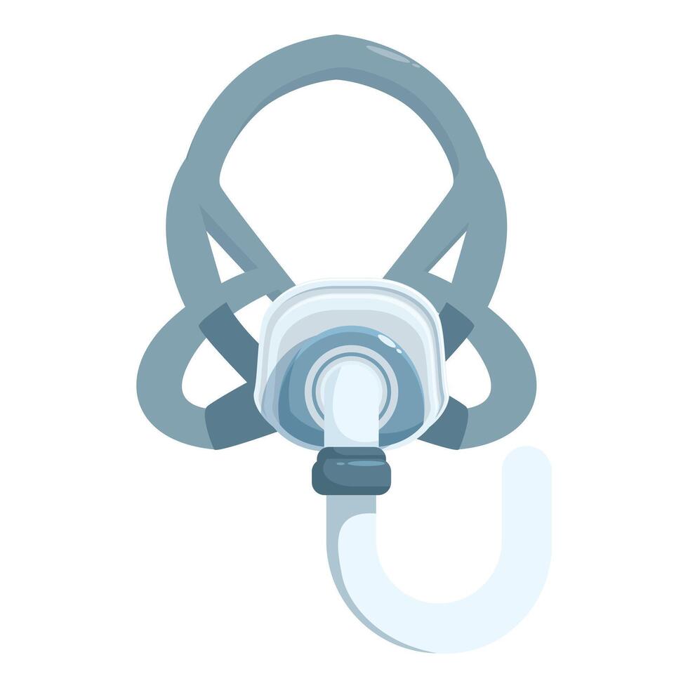 Full face cpap mask with headgear and tube delivering air pressure vector