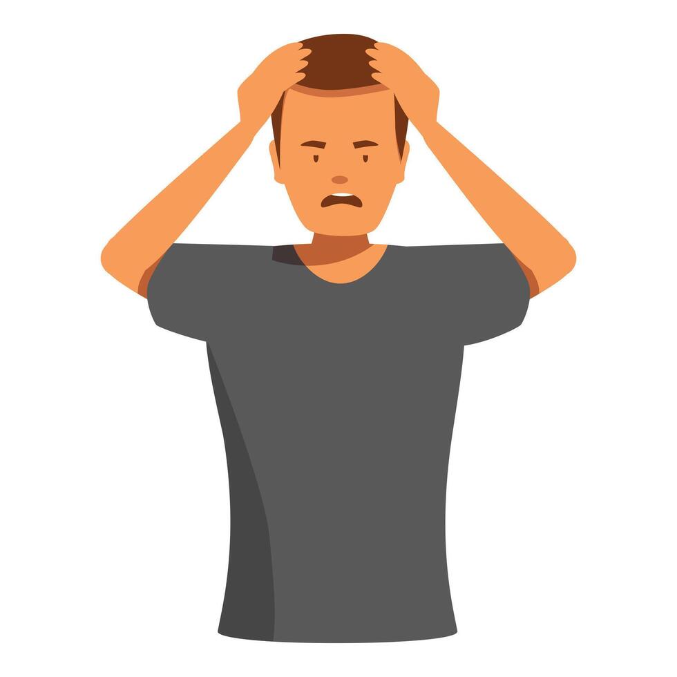 Stressed man holding head feeling frustrated and desperate vector