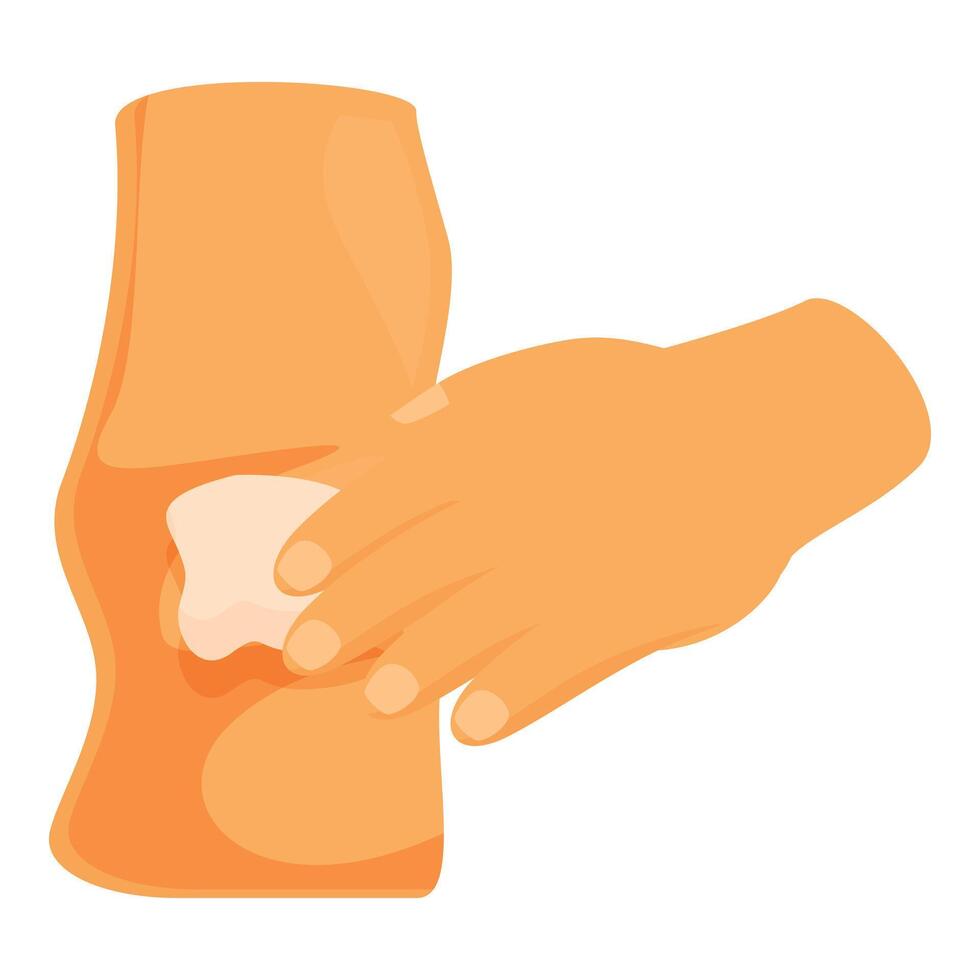 Applying ointment to injured elbow, treating pain and inflammation vector