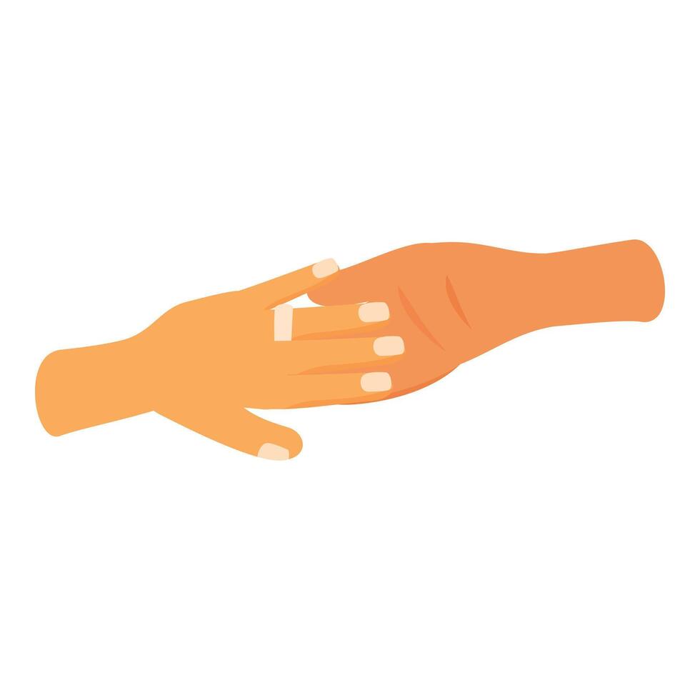 Two hands gently touching, showing support and connection vector