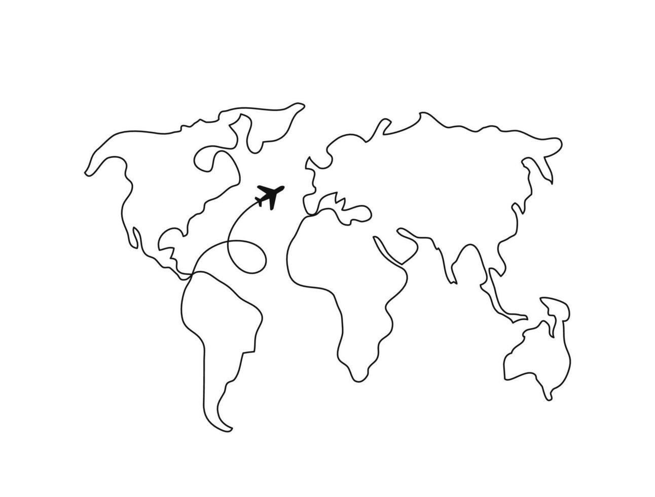 World map simple line illustration logo vector