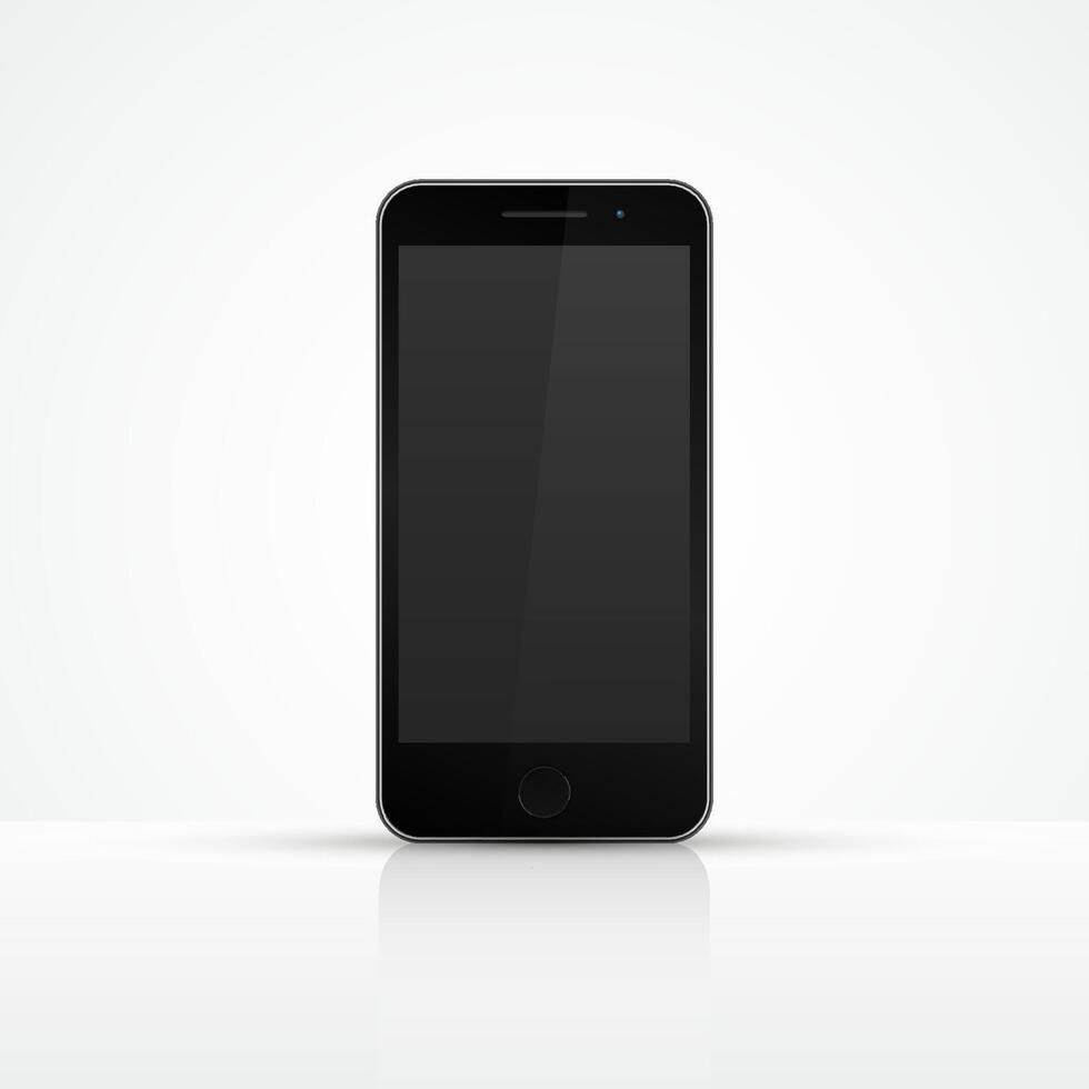 black smartphone with blank screen on white background vector