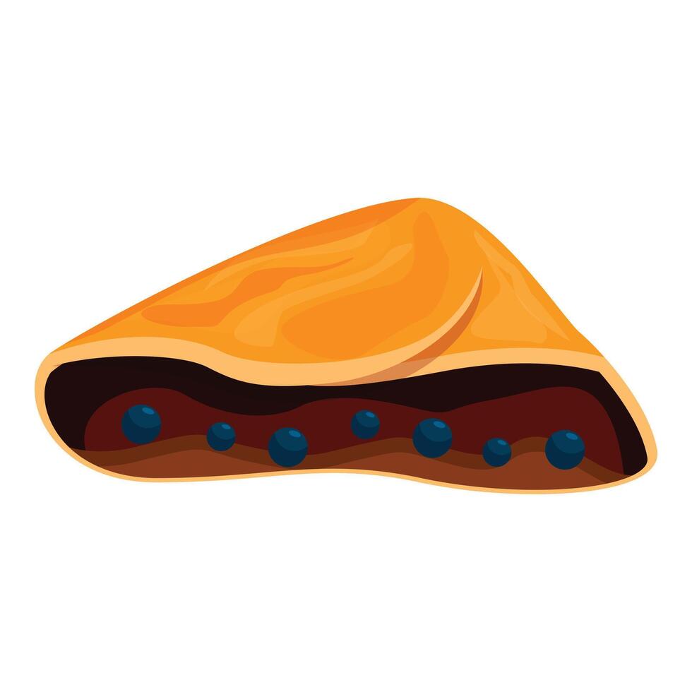 Delicious blueberry turnover showing filling on white background vector