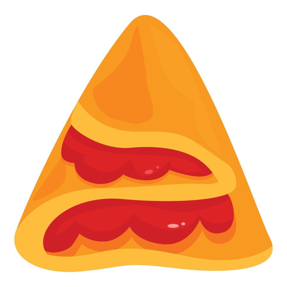 Delicious folded crepe with red strawberry filling forming a triangle vector