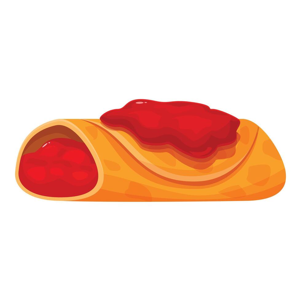 Delicious crunchy taquito with tomato salsa and filling vector