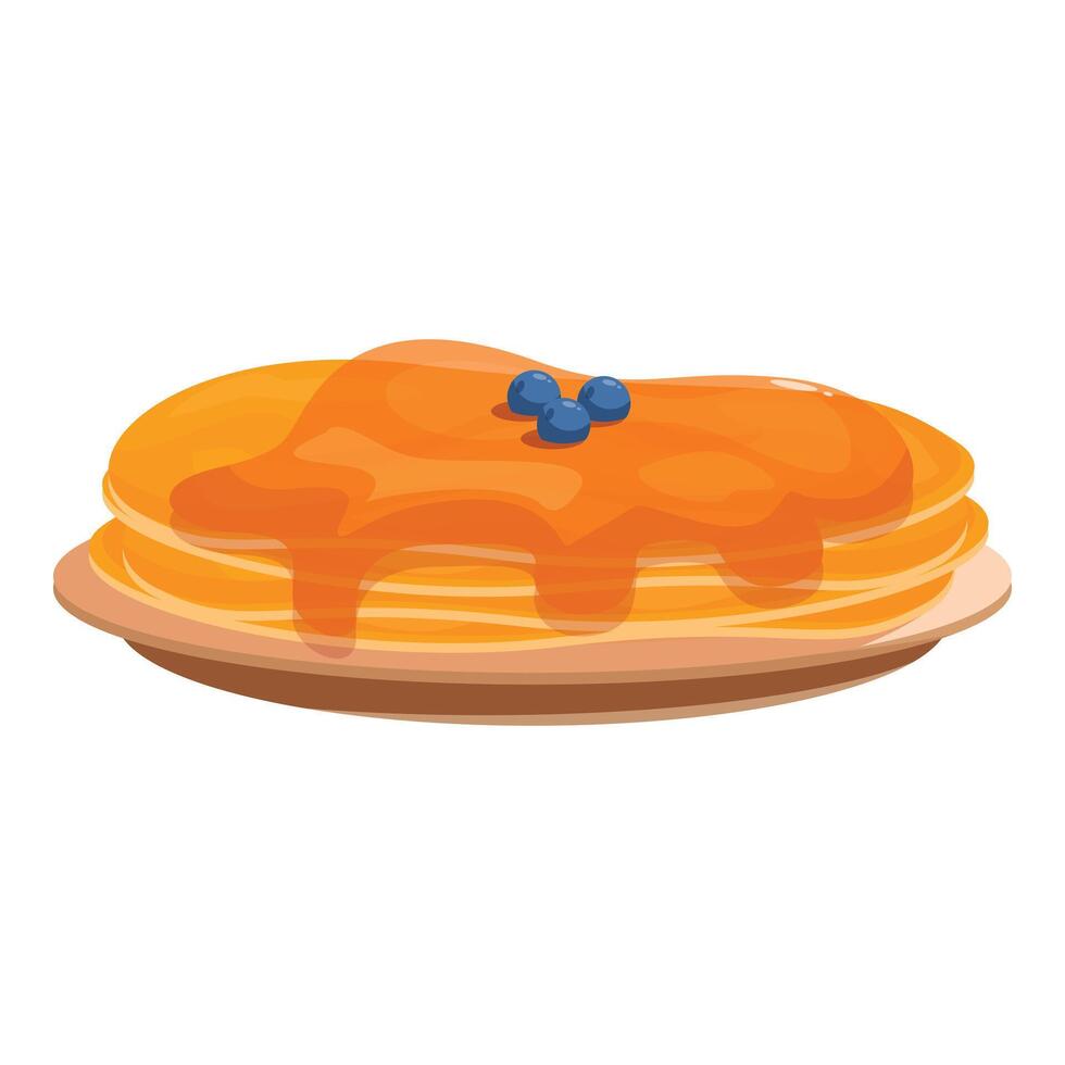 Delicious pancakes with syrup and blueberries on a plate for breakfast vector