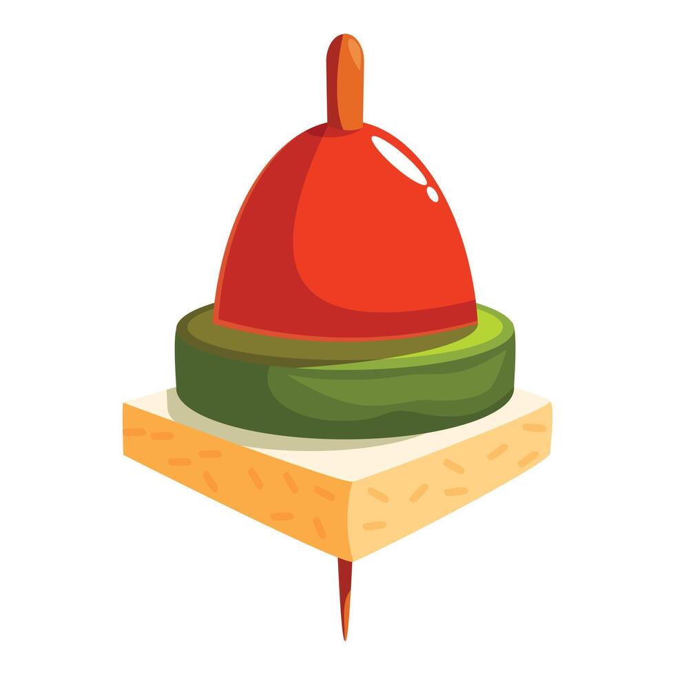 Delicious canape with bread, cucumber, tomato and wooden skewer, appealing snack for party or event vector