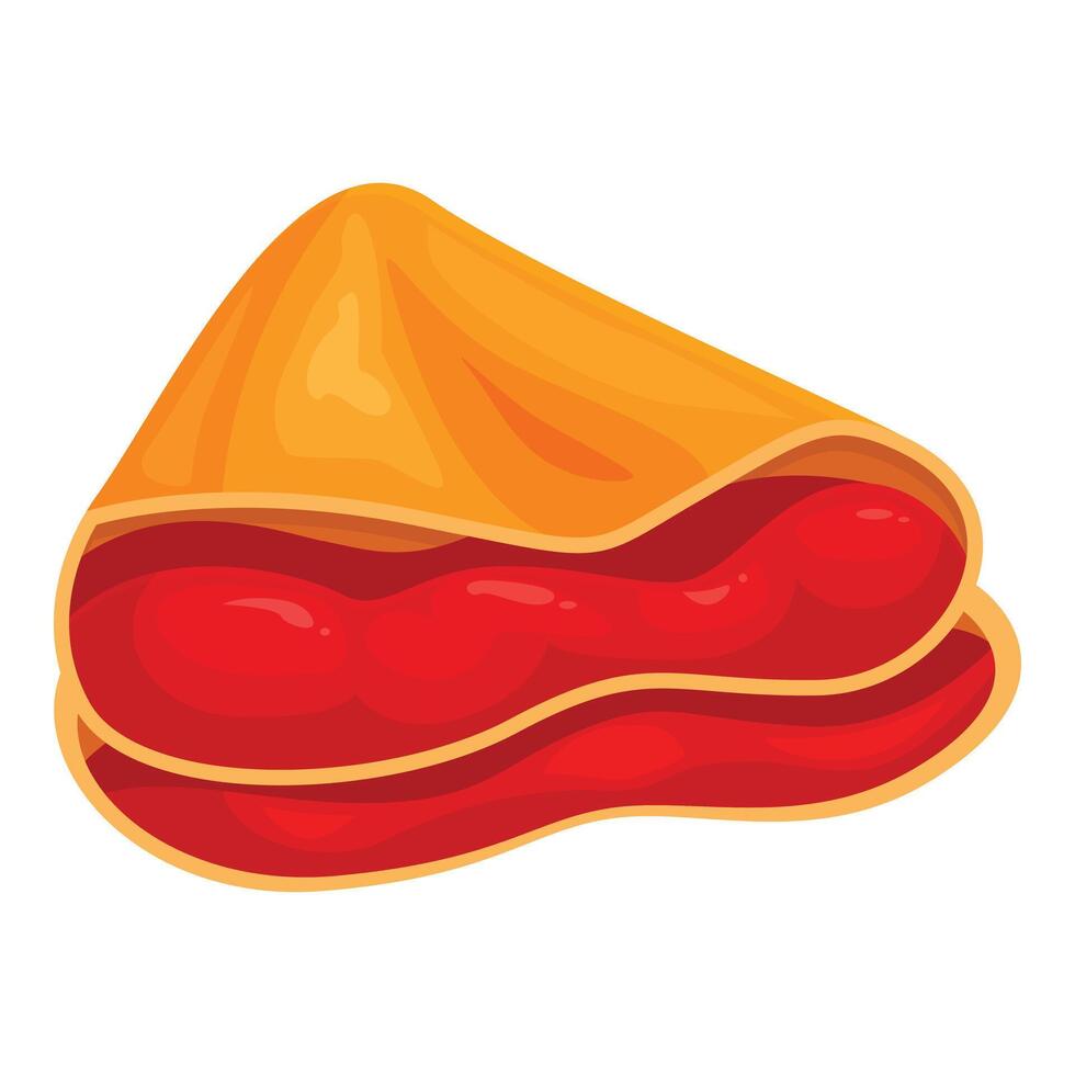 Tasty folded crepe filled with red berry jam vector