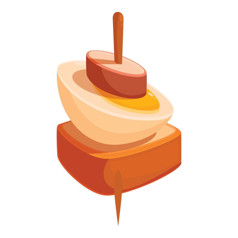 Canape with boiled egg, sausage and bread representing delicious appetizer vector