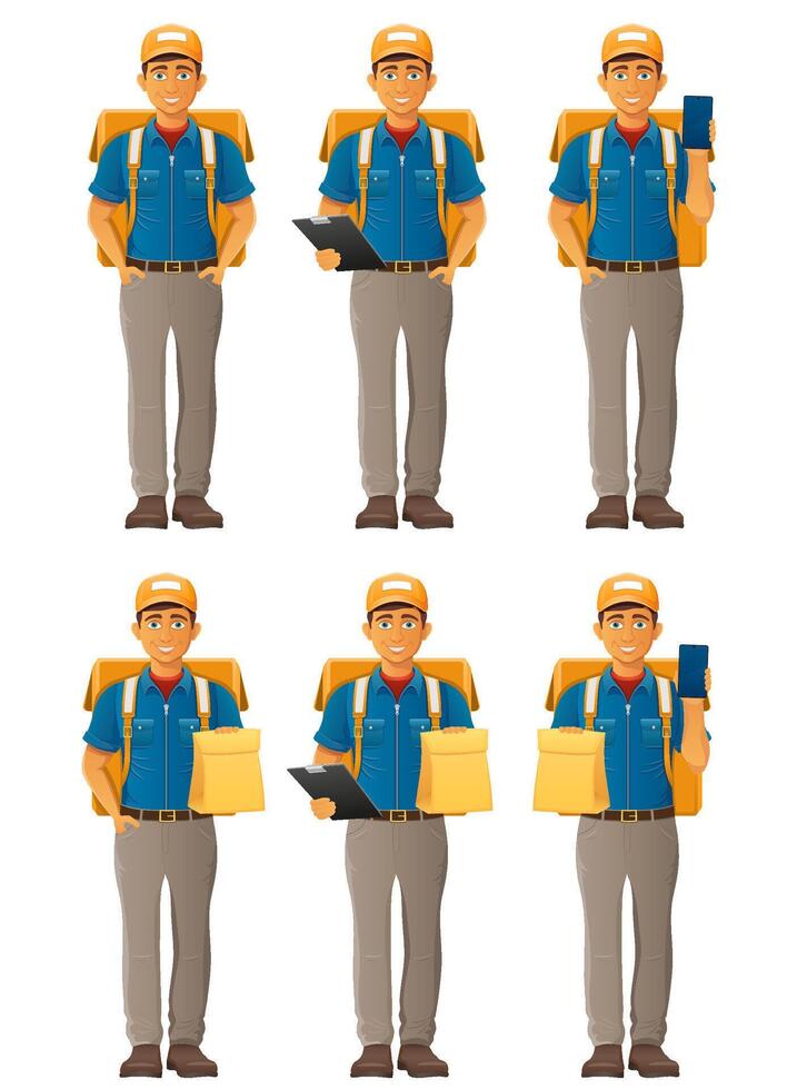 delivery young man illustration isolated on white background vector