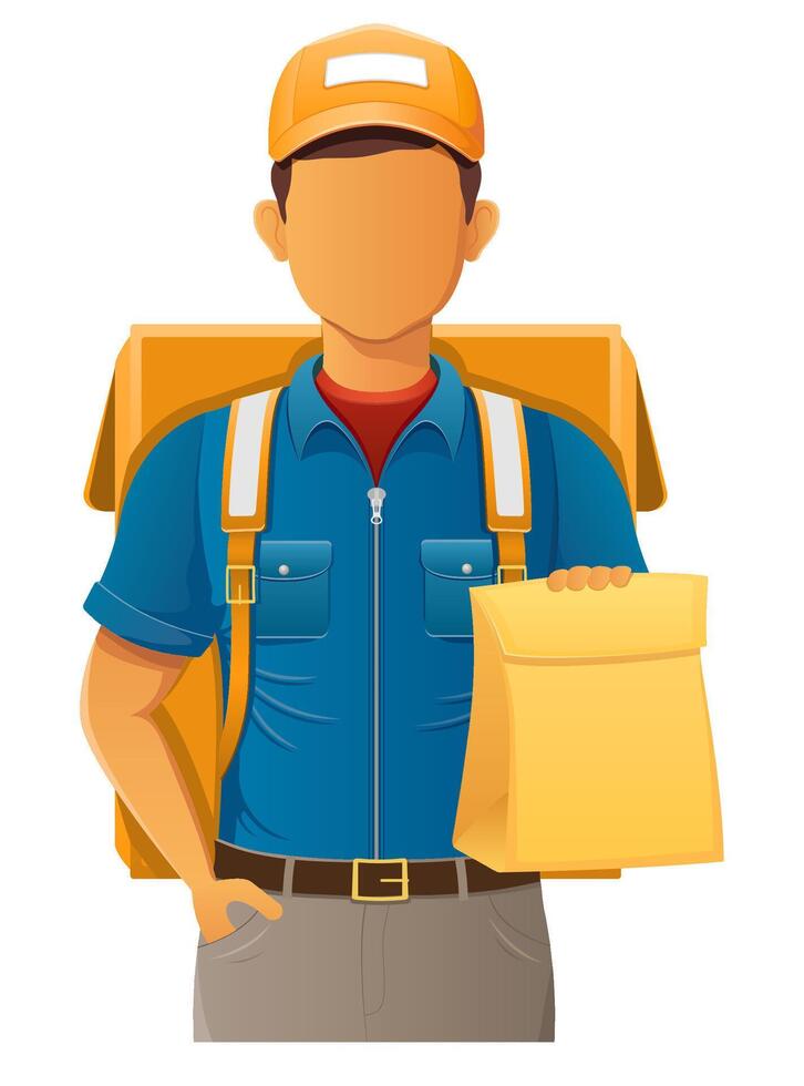 delivery man courier service illustration isolated on white background vector