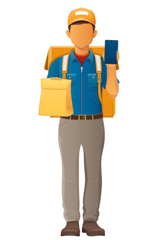 delivery young man service illustration isolated on background vector