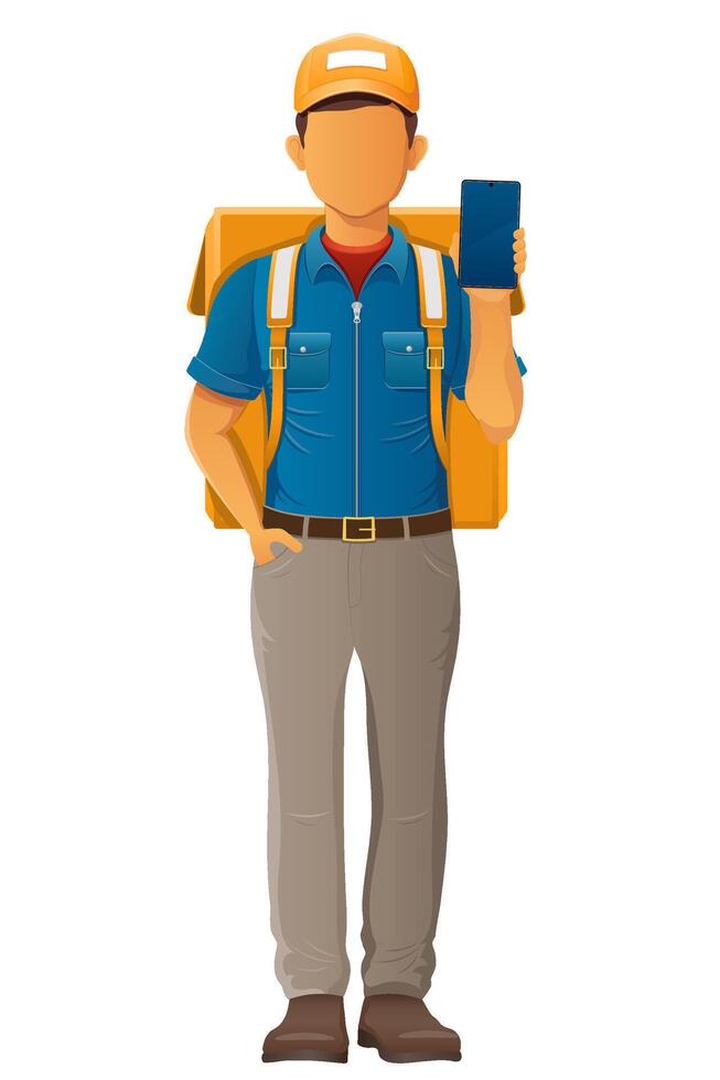 delivery young man courier post illustration isolated on white background vector