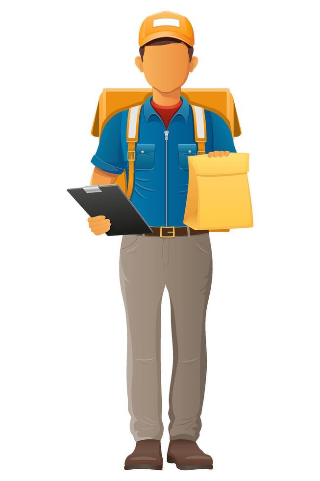 delivery young man post service illustration isolated on white background vector