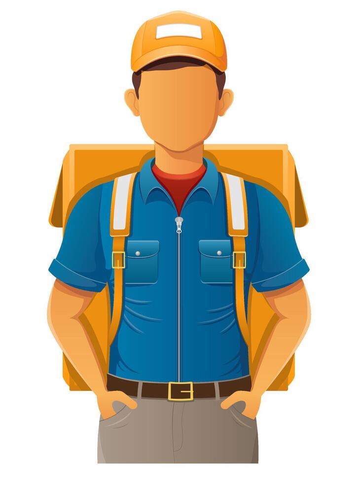 delivery postman young man courier service illustration isolated on white background vector