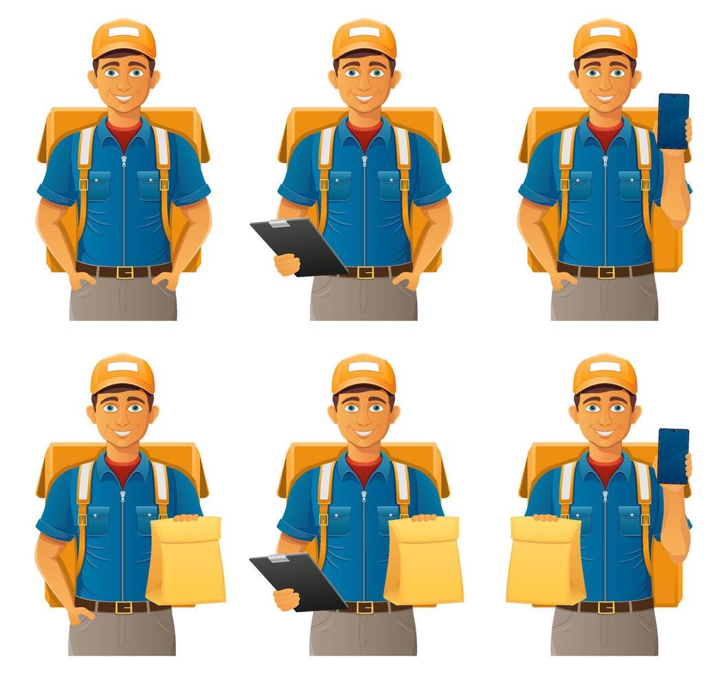 delivery young man service illustration isolated on white background vector