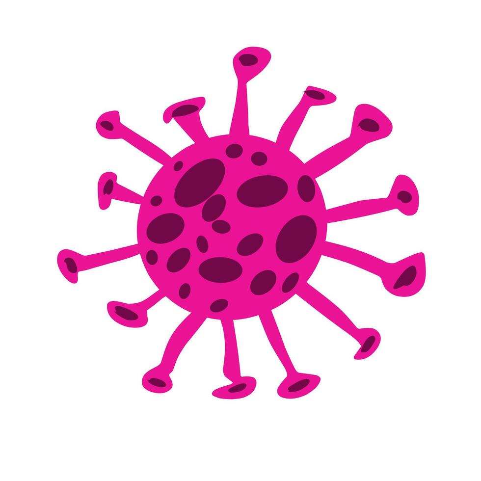 Bright pink virus icon illustration with a vibrant design, showcasing a detailed microorganism shape. Ideal for health, science, or pandemic visuals vector
