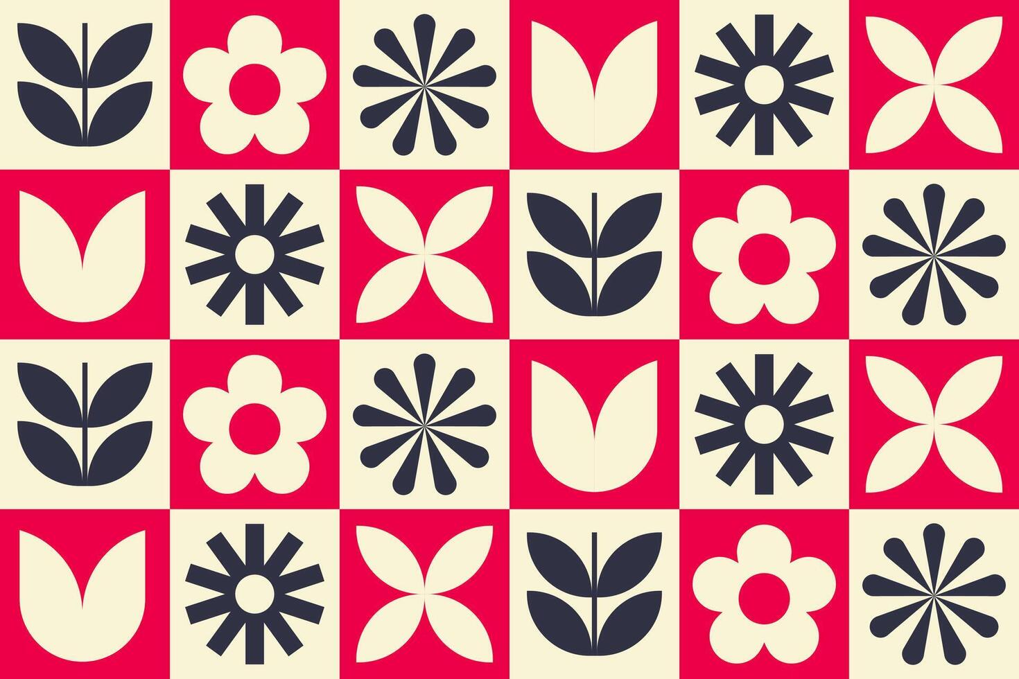 Modern abstract geometric flower pattern retro background vector
