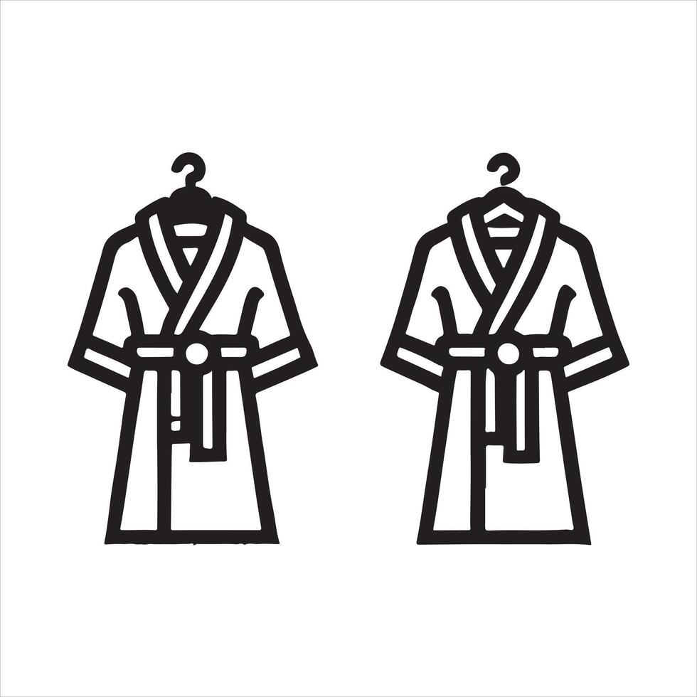 bathrobe bathrobe line art silhouette on white background vector