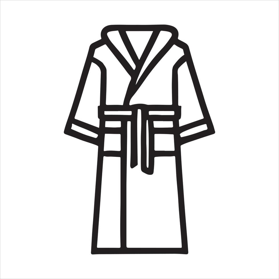 bathrobe icon, bathrobe line art silhouette white background vector