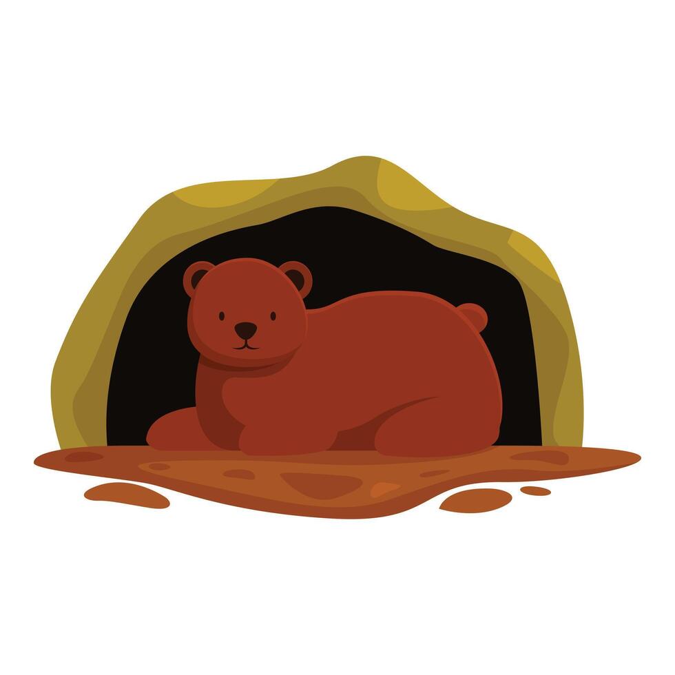 Brown bear relaxing in its cave, wild animal resting in natural habitat vector