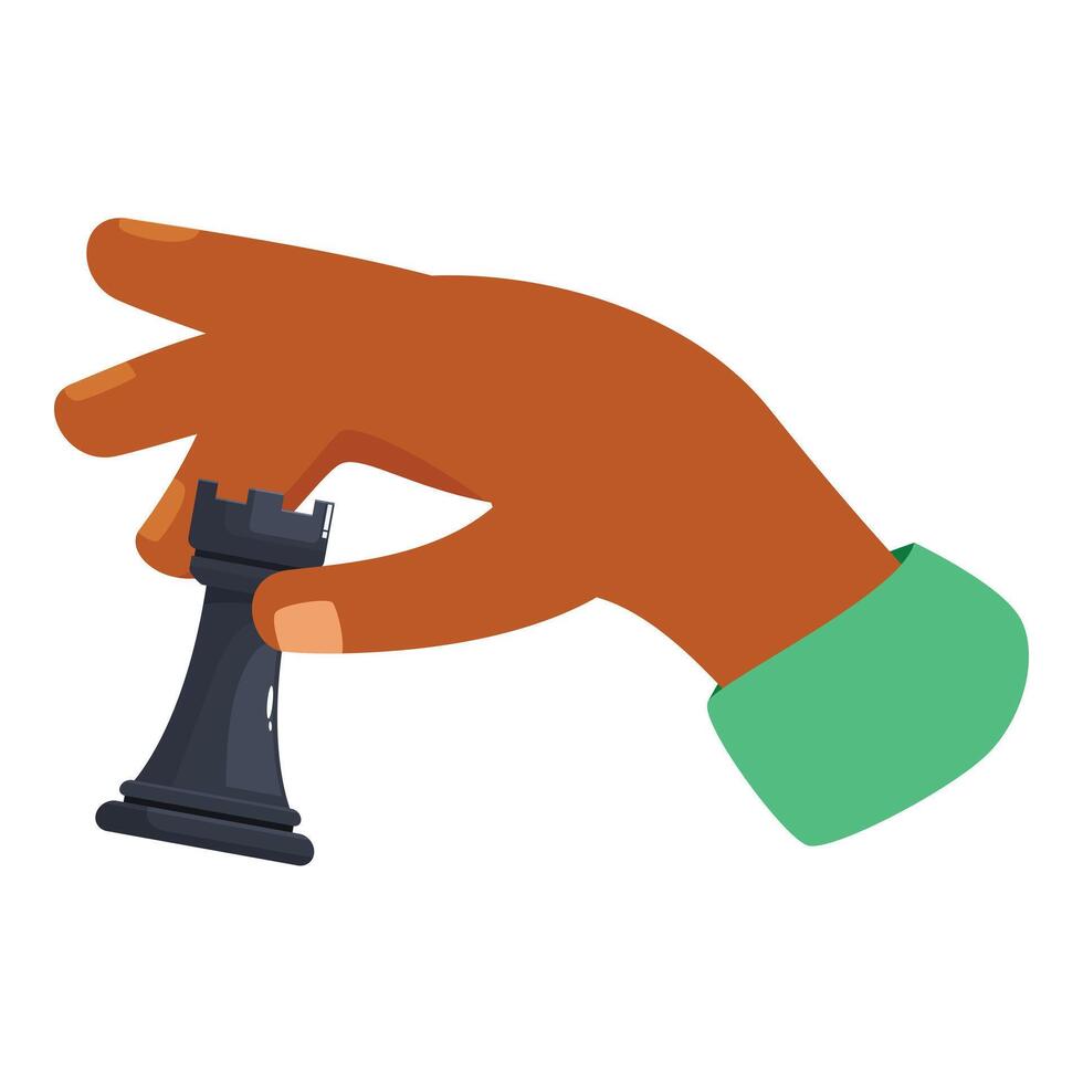 Businessman holding rook chess piece making strategic move vector
